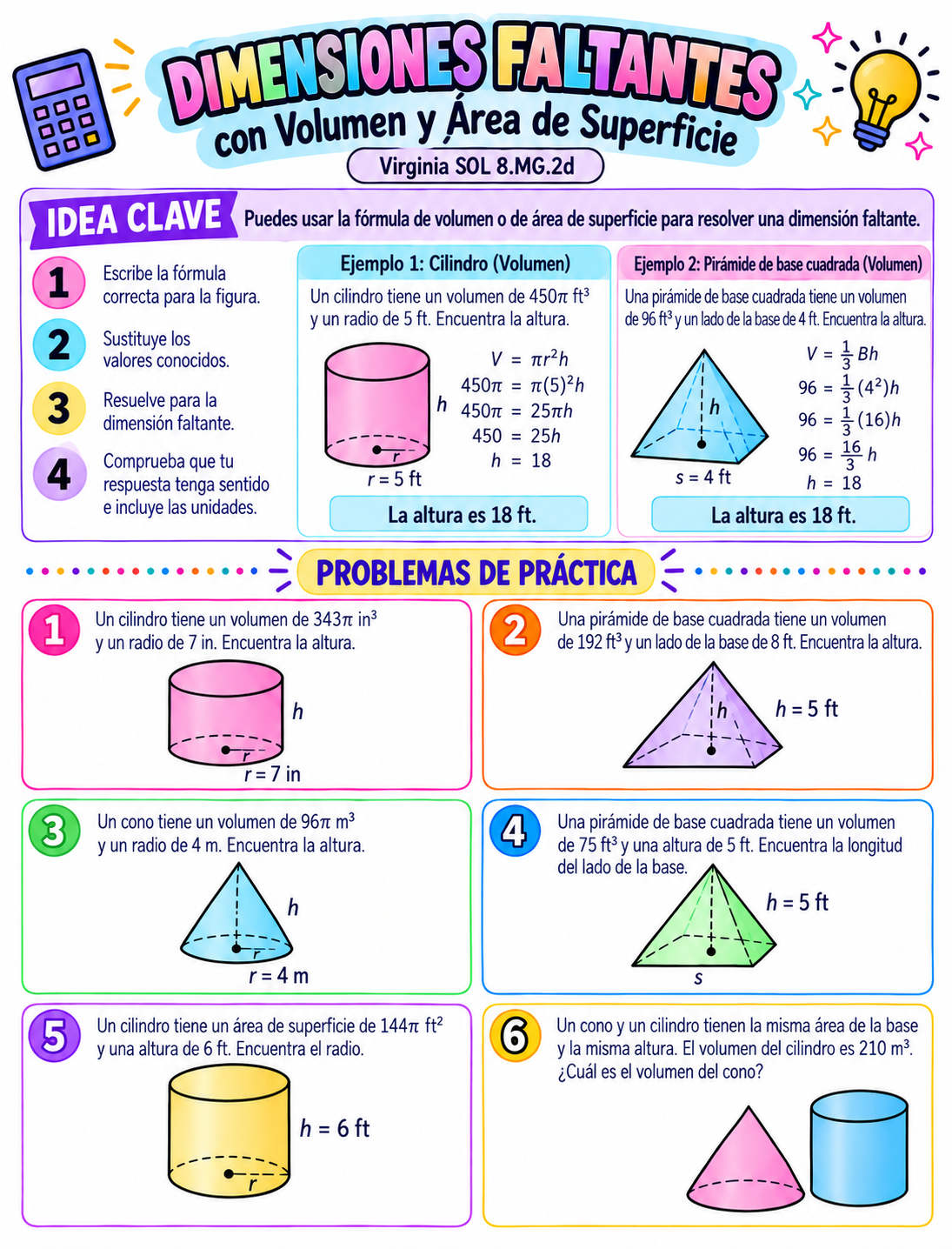 Spanish version of the missing-dimensions lesson